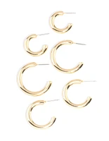 Gold Plated Chunky Hoop Earrings Pack