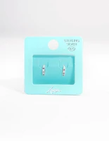 Sterling Silver Cubic Zirconia Check Huggie Earrings