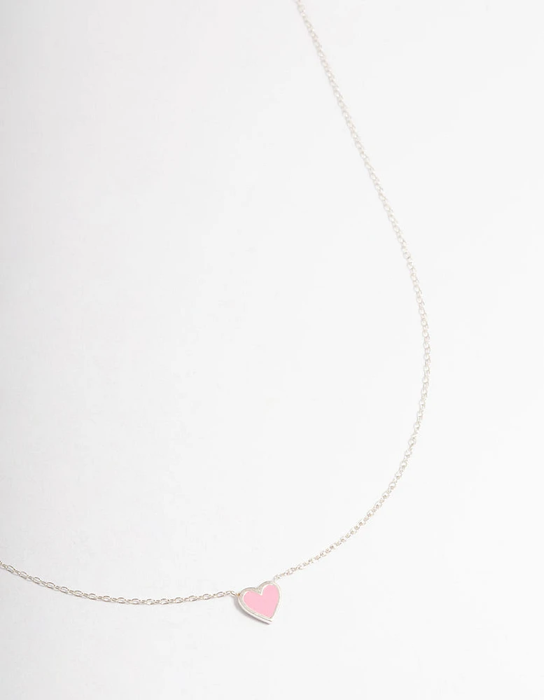 Sterling Silver Enamel Heart Pendant Necklace