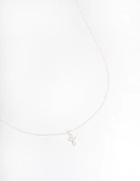 Sterling Silver Cubic Zirconia Small Cross Necklace