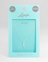 Sterling Silver Cubic Zirconia Small Cross Necklace