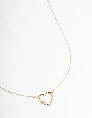 Gold Plated Sterling Silver Heart Pendant Necklace