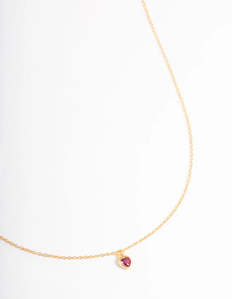 Gold Plated Sterling Silver Stone Heart Necklace