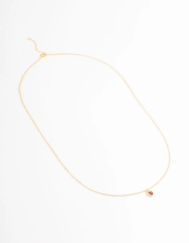 Gold Plated Sterling Silver Stone Heart Necklace