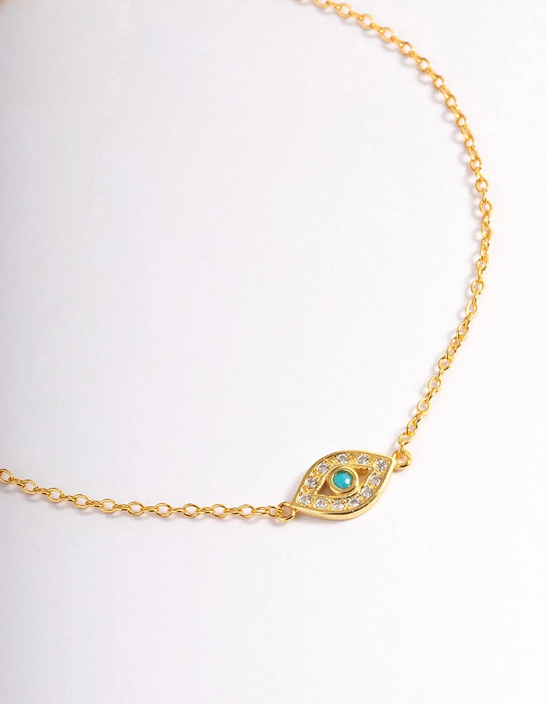 Gold Plated Sterling Silver Evil Eye Bracelet