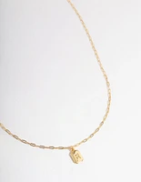 Letter R Gold Plated Rectangle Pendant Initial Necklace