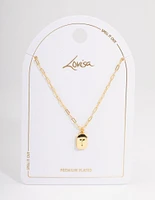 Letter 'T' Gold Plated Rectangle Pendant Initial Necklace