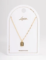 Letter B Gold Plated Rectangle Pendant Initial Necklace