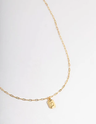 Letter D Gold Plated Rectangle Pendant Initial Necklace