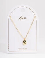 Letter D Gold Plated Rectangle Pendant Initial Necklace