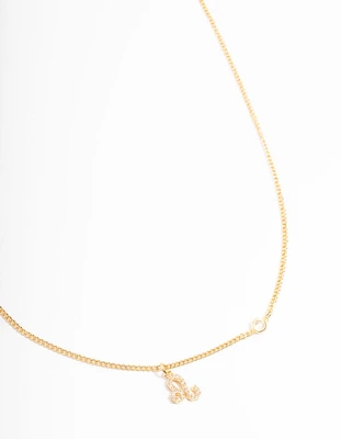 Gold Plated Leo Necklace with Cubic Zirconia Pendant