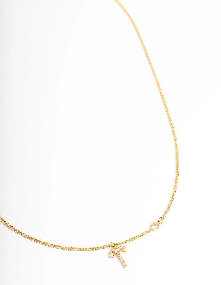 Gold Plated Aries Necklace with Cubic Zirconia Pendant