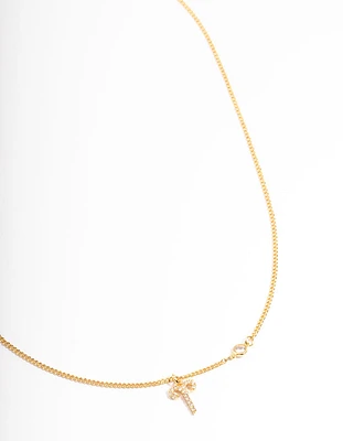 Gold Plated Aries Necklace with Cubic Zirconia Pendant