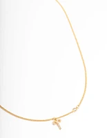 Gold Plated Aries Necklace with Cubic Zirconia Pendant