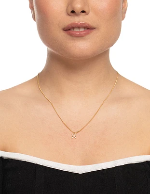 Gold Plated Pisces Necklace with Cubic Zirconia Pendant