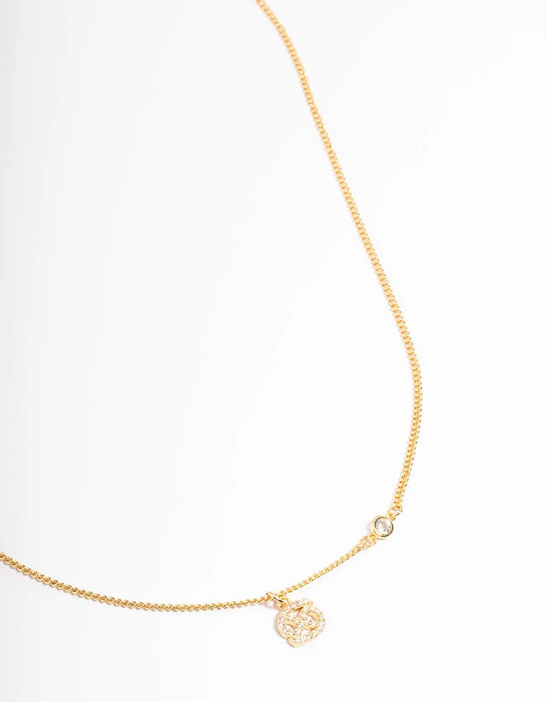 Gold Plated Cancer Necklace with Cubic Zirconia Pendant