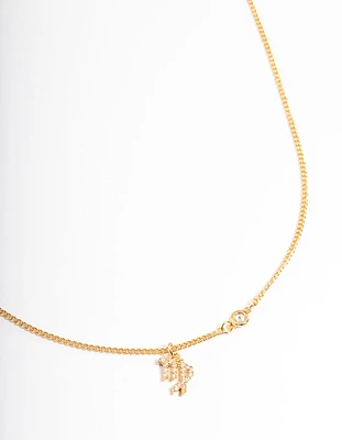 Gold Plated Virgo Necklace with Cubic Zirconia Pendant