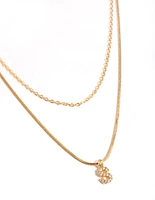 Letter Gold Plated Layered Diamante Initial Necklace