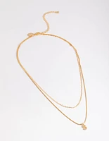 Letter Gold Plated Layered Diamante Initial Necklace