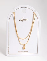 Letter Gold Plated Layered Diamante Initial Necklace