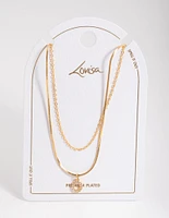 Letter O Gold Plated Layered Diamante Initial Necklace