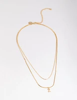 Letter Z Gold Plated Layered Diamante Initial Necklace