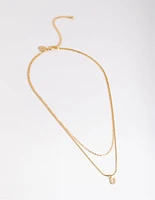 Letter U Gold Plated Layered Diamante Initial Necklace