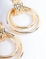 Gold Round Chunky Drop Earrings