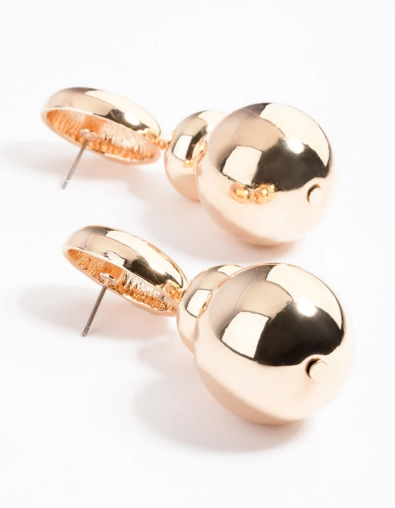 Gold Ball Ball Drop Earrings