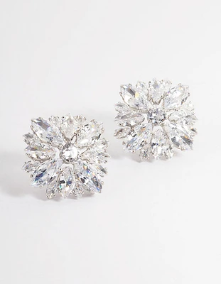 Rhodium Statement Stud Earrings