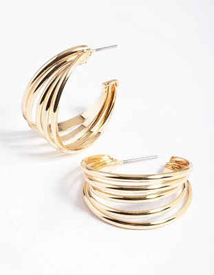 Gold Plated Brass Open Hoop Earrings