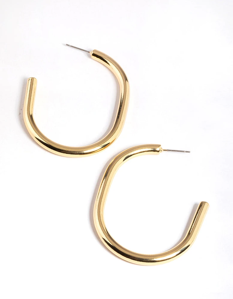 Gold Plated Brass Gold Large Oval Hoop Earrings