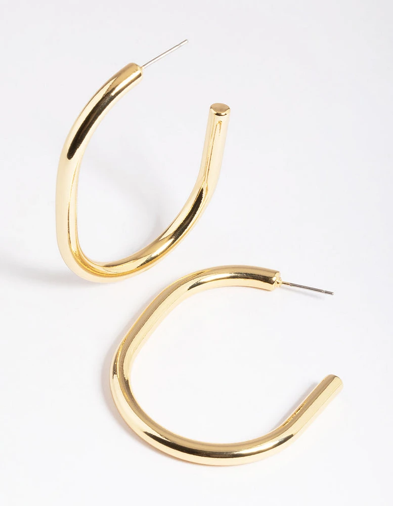 Gold Plated Brass Gold Large Oval Hoop Earrings