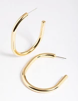 Gold Plated Brass Gold Large Oval Hoop Earrings