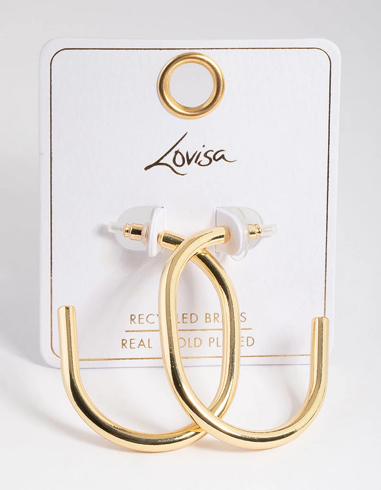 Gold Plated Brass Gold Large Oval Hoop Earrings