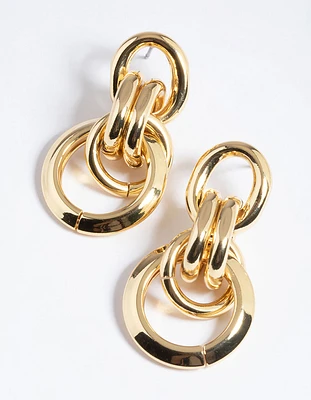 Gold Plated Brass Link Statement Earrings