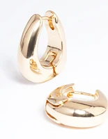 Gold Gradual Chunky Oval Huggie Earrings