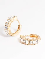 Gold Diamante Huggie Earrings