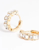 Gold Diamante Huggie Earrings