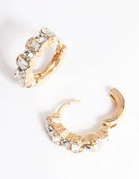 Gold Diamante Huggie Earrings