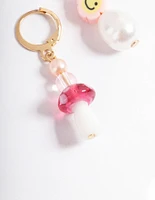 Pink Smile & Mushroom Earrings