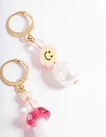 Pink Smile & Mushroom Earrings