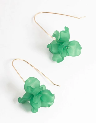 Gold Mini Frosted Flower Drop Earrings