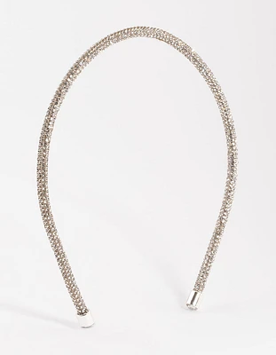 Silver Rounded Diamante Headband