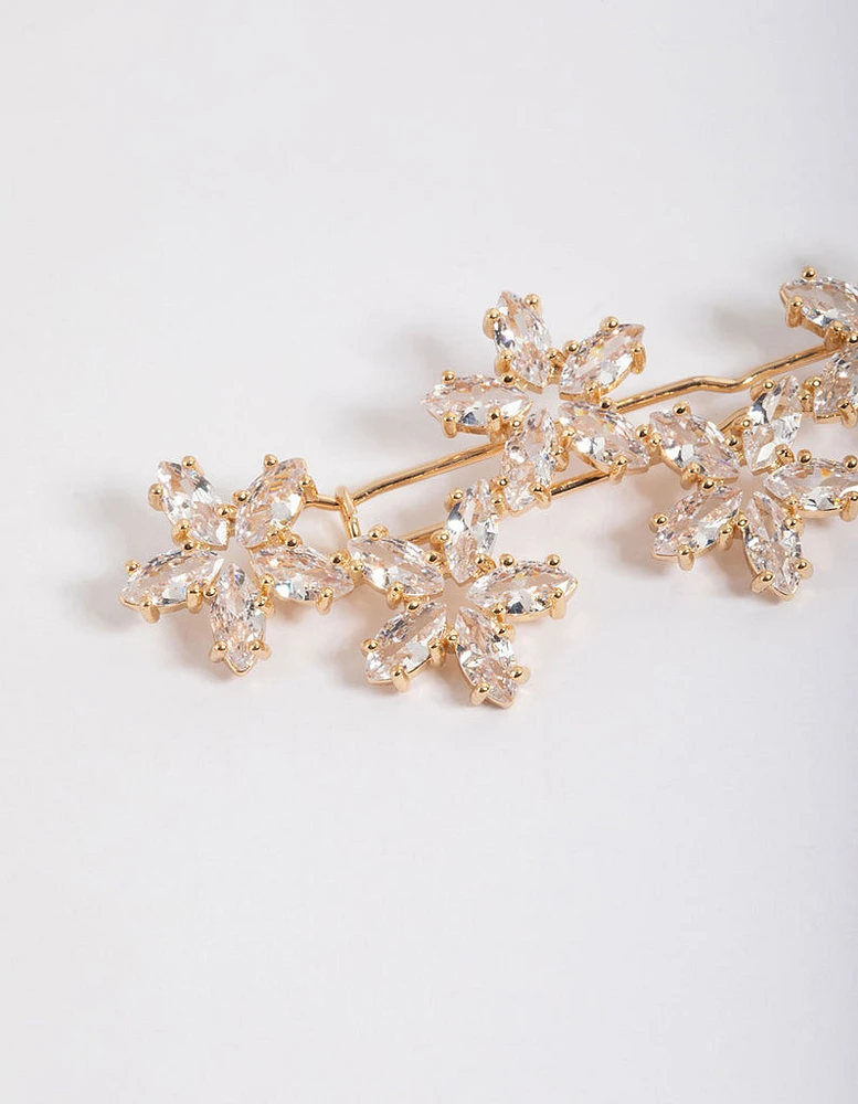 Gold Diamante Flower Hair Clip