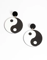 Gold Yin & Yang Statement Drop Earrings