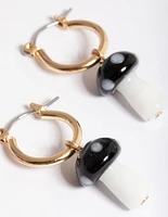 Black Small Mushroom Huggie Earrings