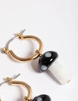 Black Small Mushroom Huggie Earrings