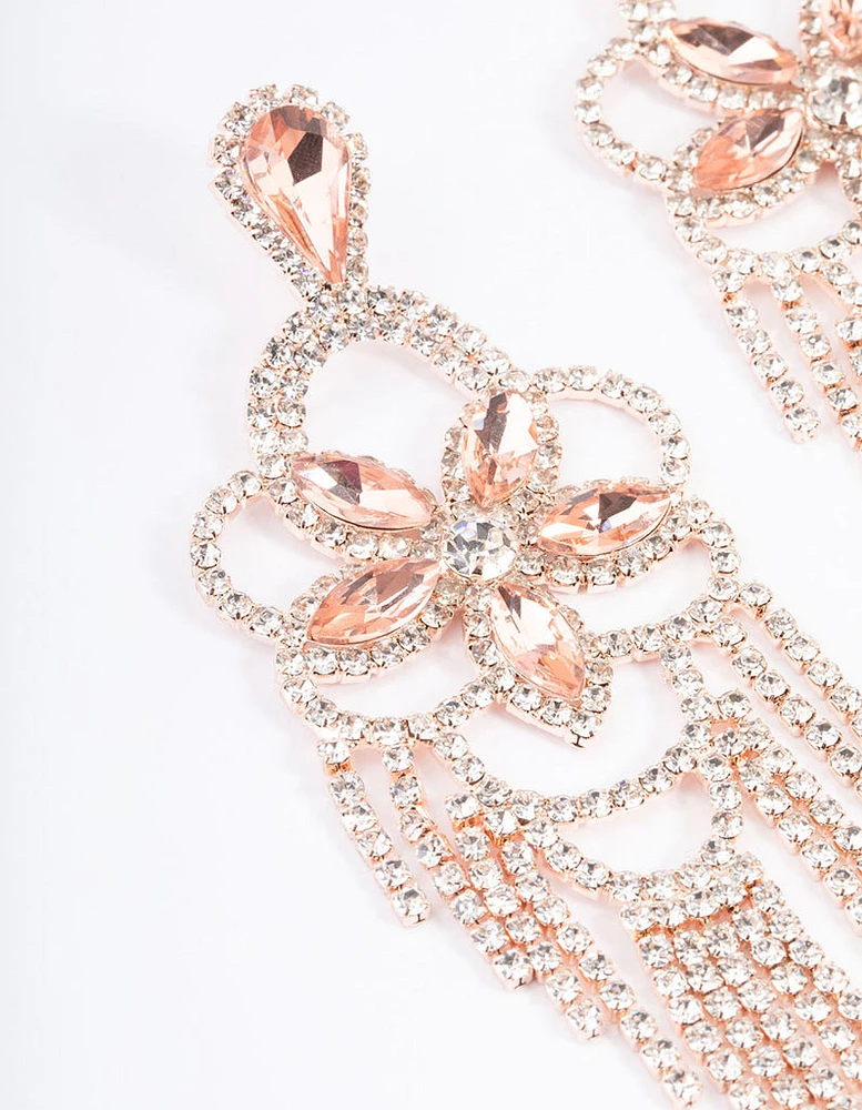 Rose Gold Mini Statement Glam Drop Earrings