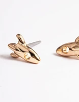 Gold Spaceship Stud Earrings